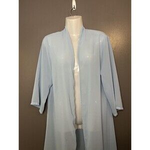 Noracora Kimono Cardigan Womens Medium Light Blue Sheer Long Duster Cover Up